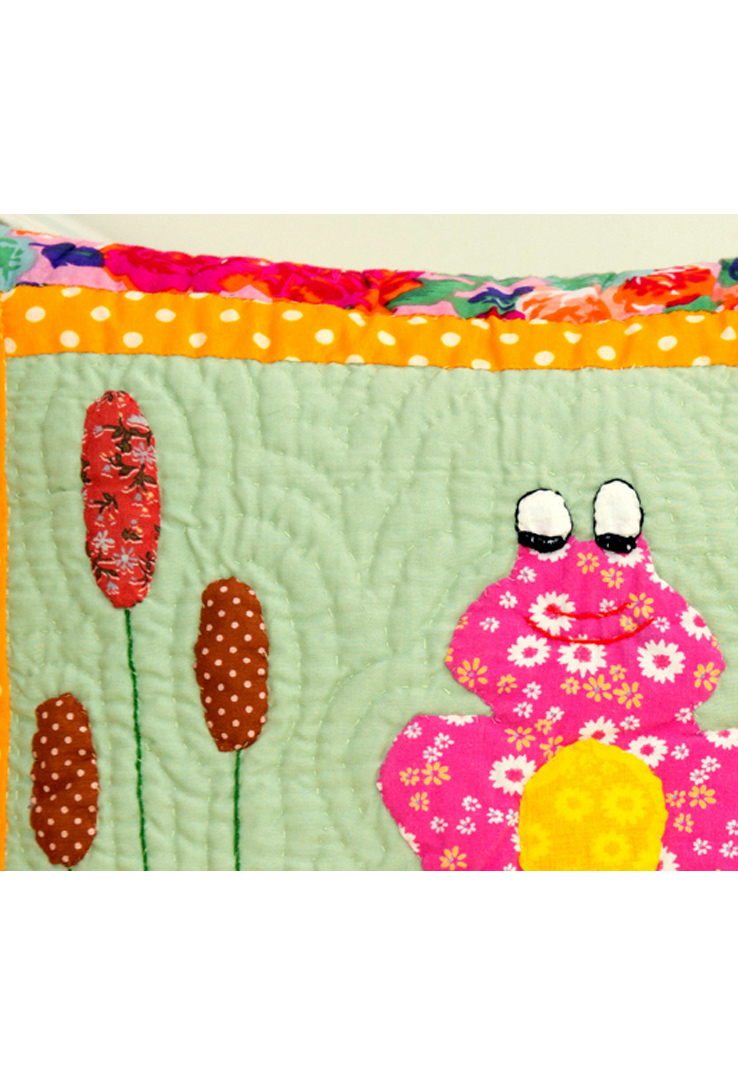 Applique Multicolour Frog Cushion Cover