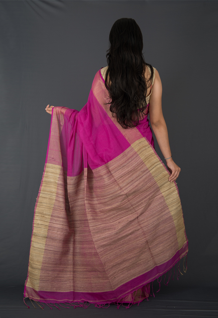 Purple Cotton Silk Saree with Textured Palla